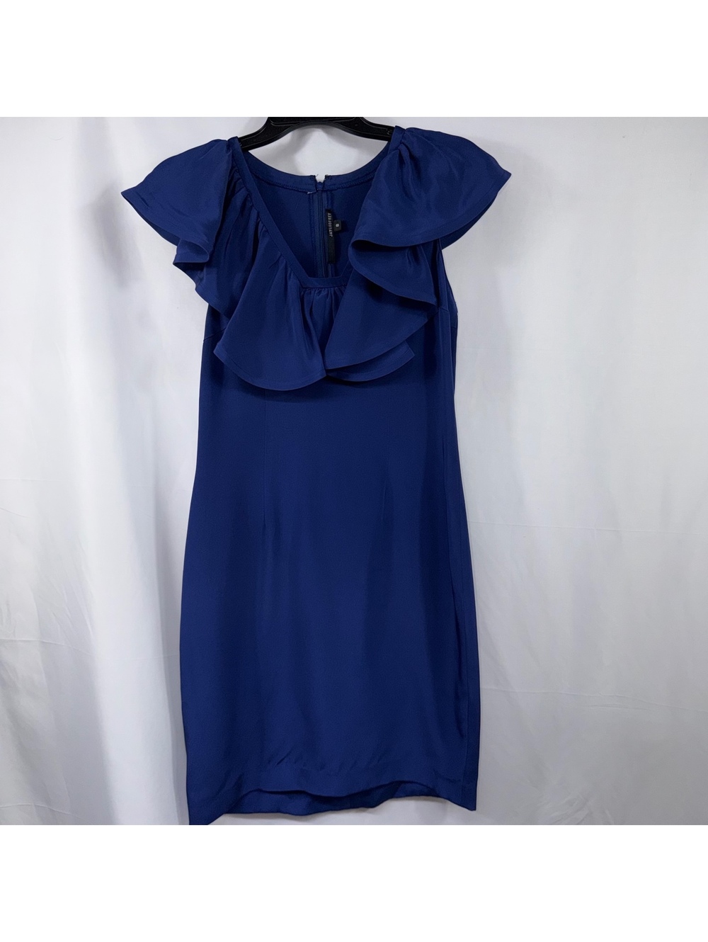 Jay Godfrey Size 8 Blue Silk Ruffle Sheath Dress
